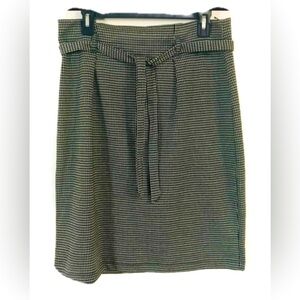 Max Edition Black White Houndstooth Belted Pencil Skirt Size M